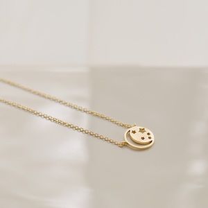 Celestial Moon & Stars Necklace | 14k Gold Plated